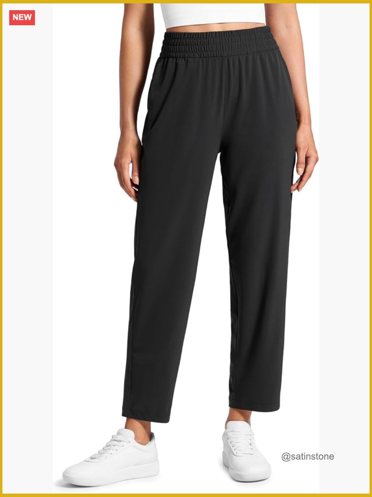 Lightweight Drapey Tapered Ankle Pants 27" With Pockets - 88% Recycled Polyester